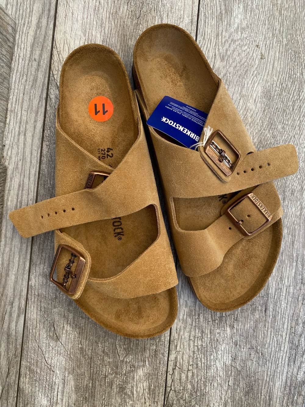 NWT Birkenstock Arizona Suede Sandals - Size EU 42 Men 9 / Women 11) Regular Fit